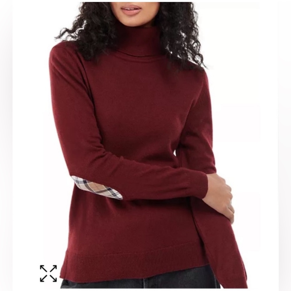 Barbour Maroon Wool Blend Pendle Turtleneck Sweater